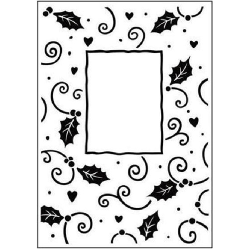 CraftsToo Embossing Folder Christmas Holly Frame 4.25x5.5