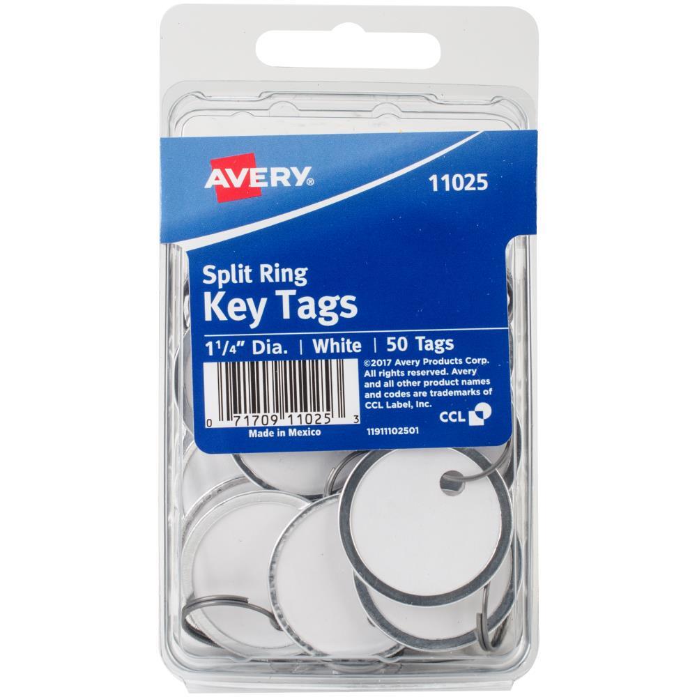 Avery White Metal Rim Split Ring Key Tags 3.17cm 50/Pkg 71709110253 eBay