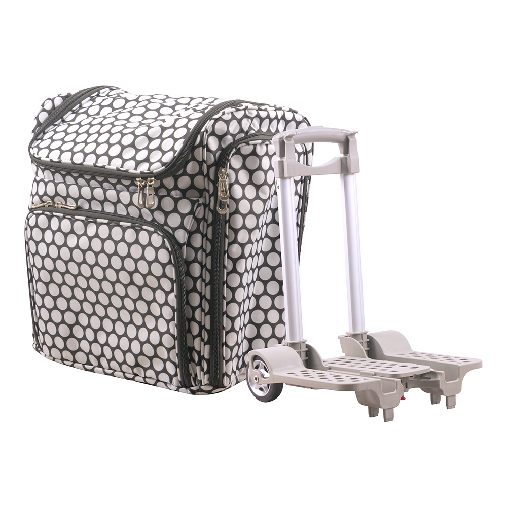 Craft Rolling Travel Trolley Tote Bag White Spots eBay