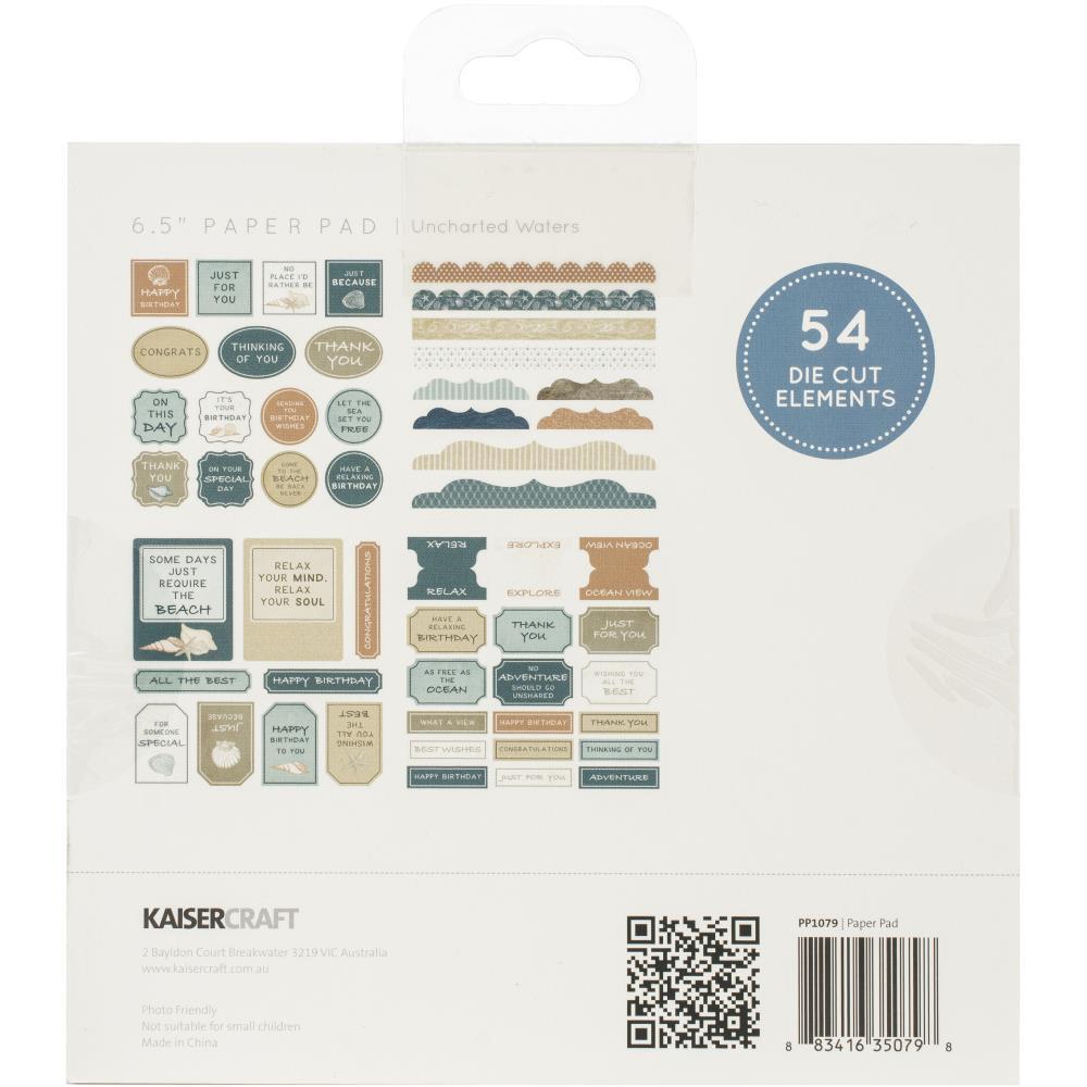 Kaisercraft Paper Pad 6.5/"X6.5/" 40//Pkg Uncharted Waters 883416350798
