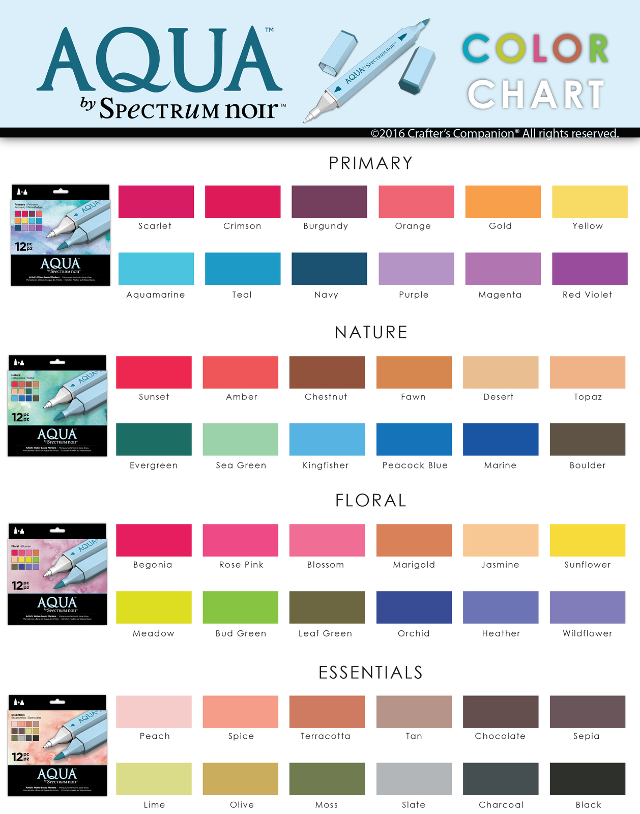 Buy the Crafter's Companion Spectrum Noir Aqua Markers 12/Pkg Floral ...