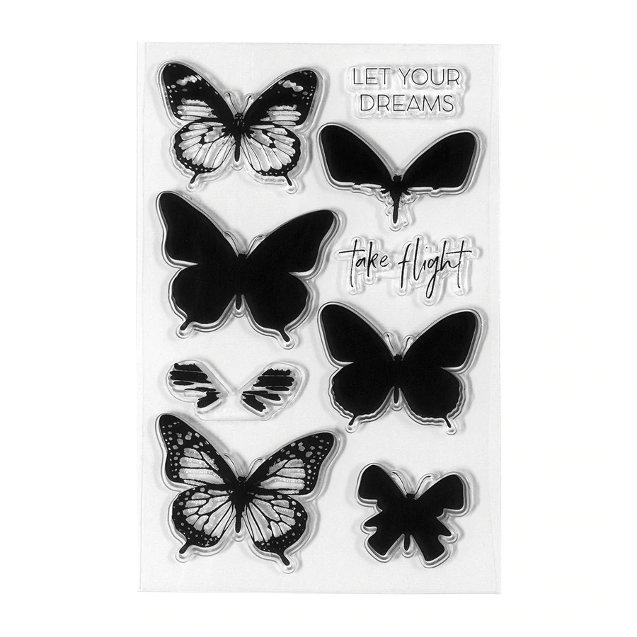 Download Spellbinders Clear Stamps Layered Butterflies STP-003