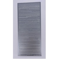 Starform Sticker Sheet 4 x 9 Inch Alphabet Text Silver
