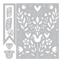 Sizzix Thinlits Die Set 7pk Folk Art Stencil 663608