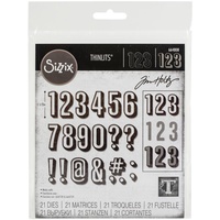Sizzix Tim Holtz Thinlits Die Set Alphanumeric, Shadow Numbers 664808
