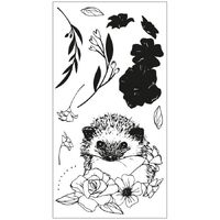 Sizzix Layered Clear Stamps Set 9PK Floral Hedgehog