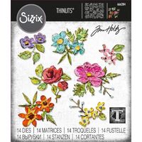 Sizzix Thinlits Die Set 14PK - Brushstroke Flowers, Mini by Tim Holtz 666284