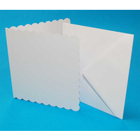 Craft UK Limited 50 Scallop White 6x6 inch Cards 300gsm and Envelopes