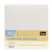 50 Blank White Tall Slimline Cards 10.5cm x 21cm and Envelopes 240gsm