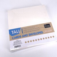 50 Blank Cream Tall Slimline Cards 10.5cm x 21cm and Envelopes 240gsm