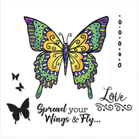 Couture Creations Stamp & Colour Outline Stamps Spread Your Wings Butterfly