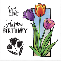 Couture Creations Stamp & Colour Outline Stamps Framed Tulips