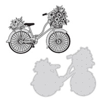 Couture Creations Stamp and Die Set - Vintage Tea - Floral Bike