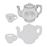 Couture Creations Stamp and Die Set - Vintage Tea - High Te Pot and Cup