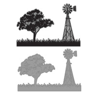 Couture Creations - Australia The Lucky Country - Tree With Windmill Stamp And Die Set