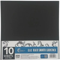 12 X 12 Black Smooth Cardstock - 300gsm - 10 Sheets