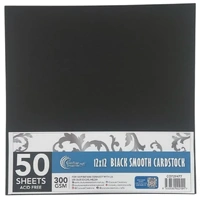 12 X 12 Black Smooth Cardstock - 300gsm - 50 Sheets