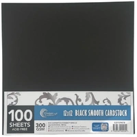 12 X 12 Black Smooth Cardstock - 300gsm - 100 Sheets