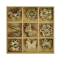 Wood Mini Themed Embellishments Butterfly 45Pk