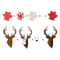 Crafts-Too 3D Clear Stamps Multi Layer Stag and Poinsettia