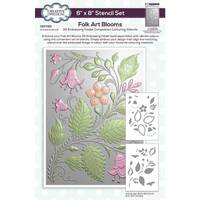 Creative Expressions Folk Art Blooms Embossing Folder and Stencil Bundle