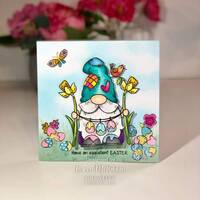 Woodware Clear Singles Egg Painting Gnome 4 in x 6 in Stamp FRS977
