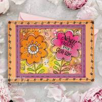 Woodware Clear Singles Petal Doodles Never Give Up 4 in x 6 in Stamp Set JGS858