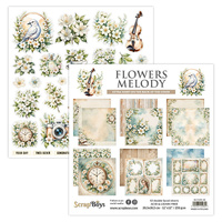 Flowers Melody Paper Pad - 12" x 12" (12 Sheets) By Scrap Boys