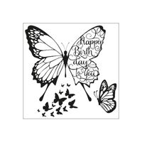 Sizzix Framelits Die Set 3PK w/3PK Stamps - Butterfly Birthday by Jen Long 666106