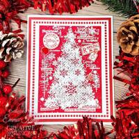 Woodware Clear Singles Snow Frosted Tree 4 in x 6 in Stamp Set FRS1015