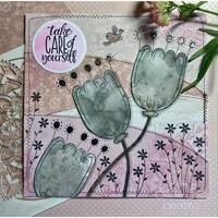 Woodware Clear Singles Petal Doodles Take Care 4 in x 6 in Stamp Set JGS861