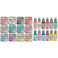 Tim Holtz Distress Oxide Ink Pads + ReInkers Ultimate Bundle 60 Colours (120pcs)