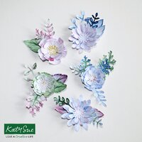 Katy Sue Icy Watercolour - Die Cut Flowers & Leaves