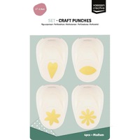 Vaessen Creative Craft Punch Set Heart Petal & Flowers 4pcs