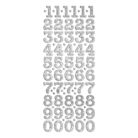20mm Numbers Self Adhesive Peel Off Stickers SILVER GLITTER