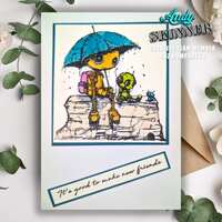 Creative Expressions Andy Skinner New Friends 4.2 in x 3.8 in Pre-Cut Rubber Stamp