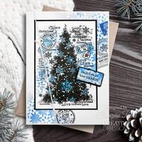 Woodware Clear Singles Snow Frosted Tree 4 in x 6 in Stamp Set FRS1015