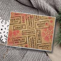 Woodware Clear Singles Christmas Distressed Labels 4 in x 6 in Stamp Set FRS1019