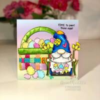 Woodware Clear Singles Egg Painting Gnome 4 in x 6 in Stamp FRS977
