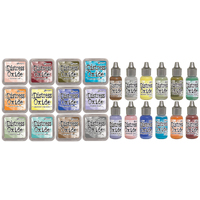 Tim Holtz Distress Oxide Ink Pads + ReInkers Ultimate Bundle 60 Colours (120pcs)