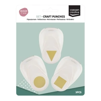 Vaessen Creative Craft Punch Set Circle Square Triangle 3pcs
