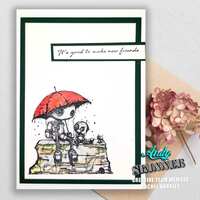 Creative Expressions Andy Skinner New Friends 4.2 in x 3.8 in Pre-Cut Rubber Stamp