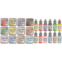 Tim Holtz Distress Oxide Ink Pads + ReInkers Ultimate Bundle 60 Colours (120pcs)