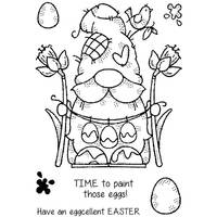 Woodware Clear Singles Egg Painting Gnome 4 in x 6 in Stamp FRS977