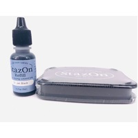 StazOn Ink Pad Jet Black PLUS Reinker Refill