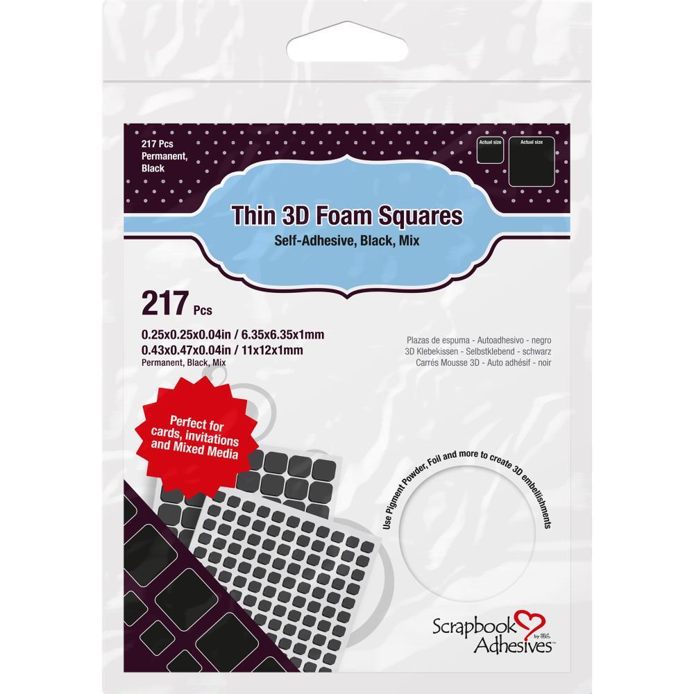 Scrapbook Adhesives Thin 3D Double-Sided Adhesive Foam Squares Black 217pcs