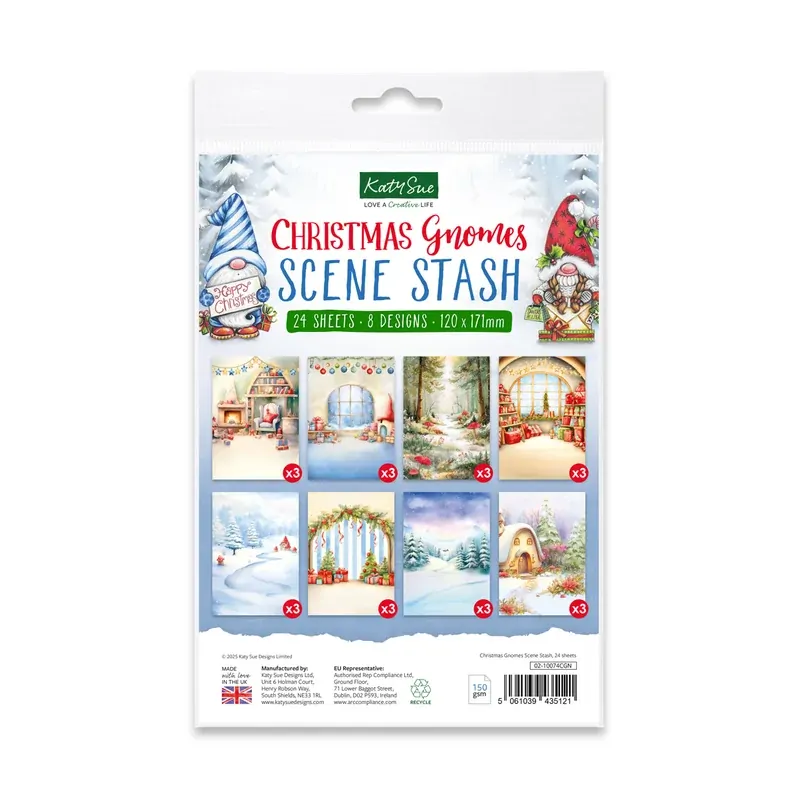 Katy Sue - Christmas Gnomes Scene Stash, 24 sheets