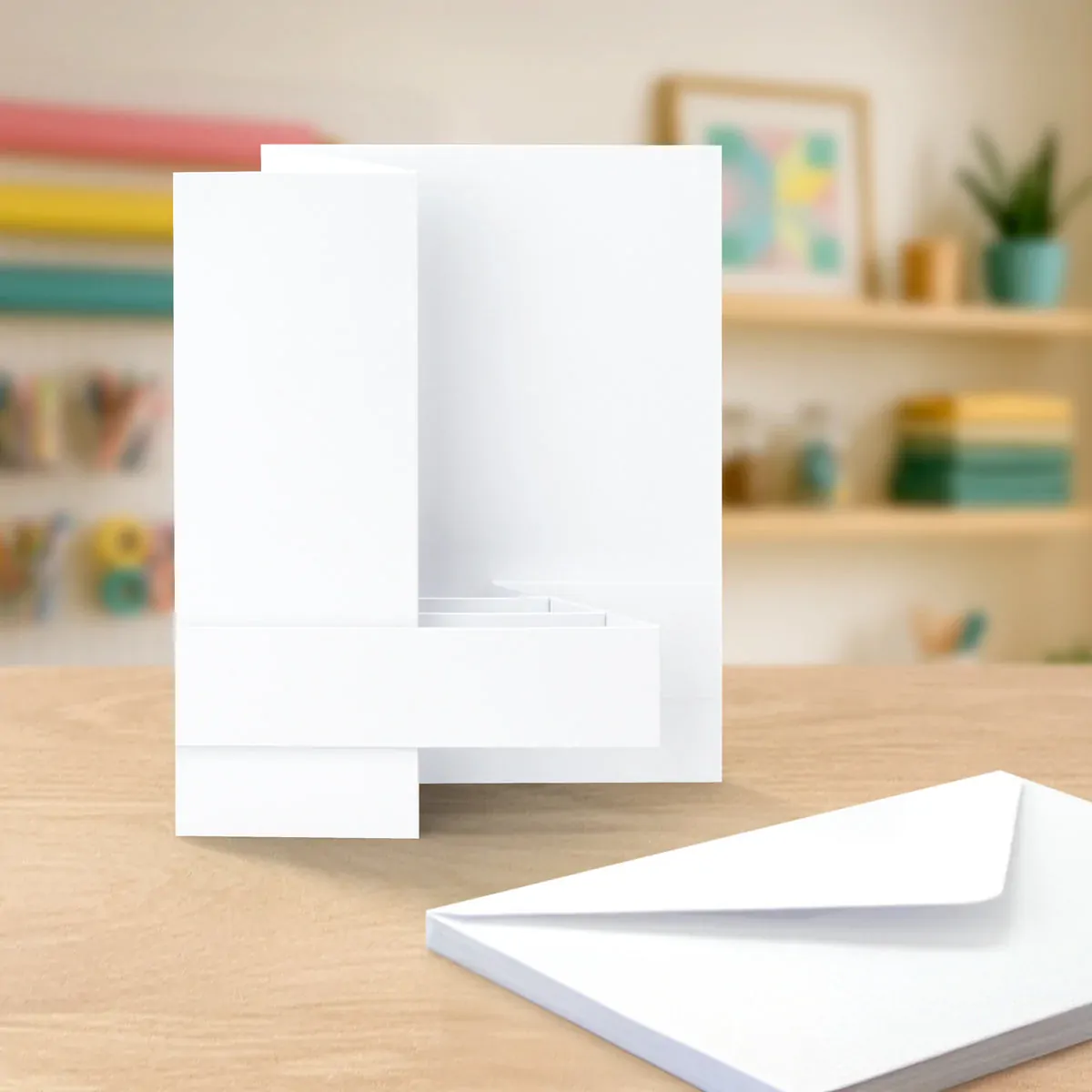 Katy Sue - White 5x7 Side Pop Up Cards & Envelopes 127x178mm, pack of 12