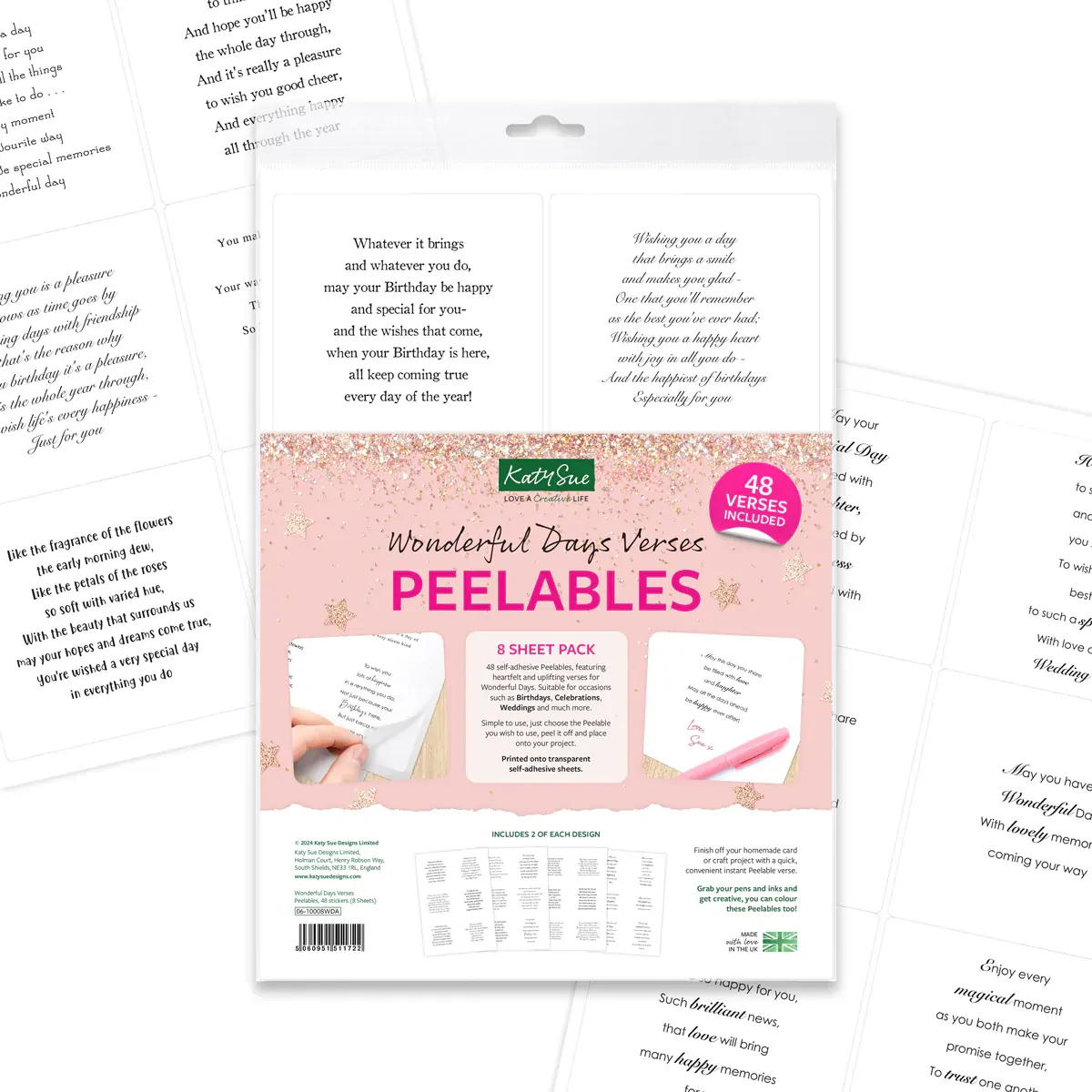 Wonderful Days Peelable Verses, 48 stickers By Katy Sue Designs