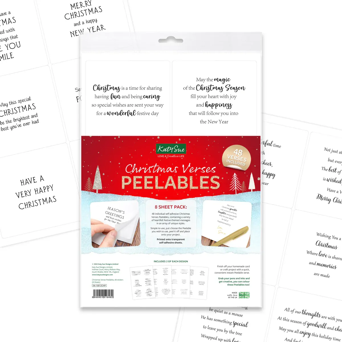 Wonderful Christmas Verses Peelables, 48 stickers By Katy Sue Designs